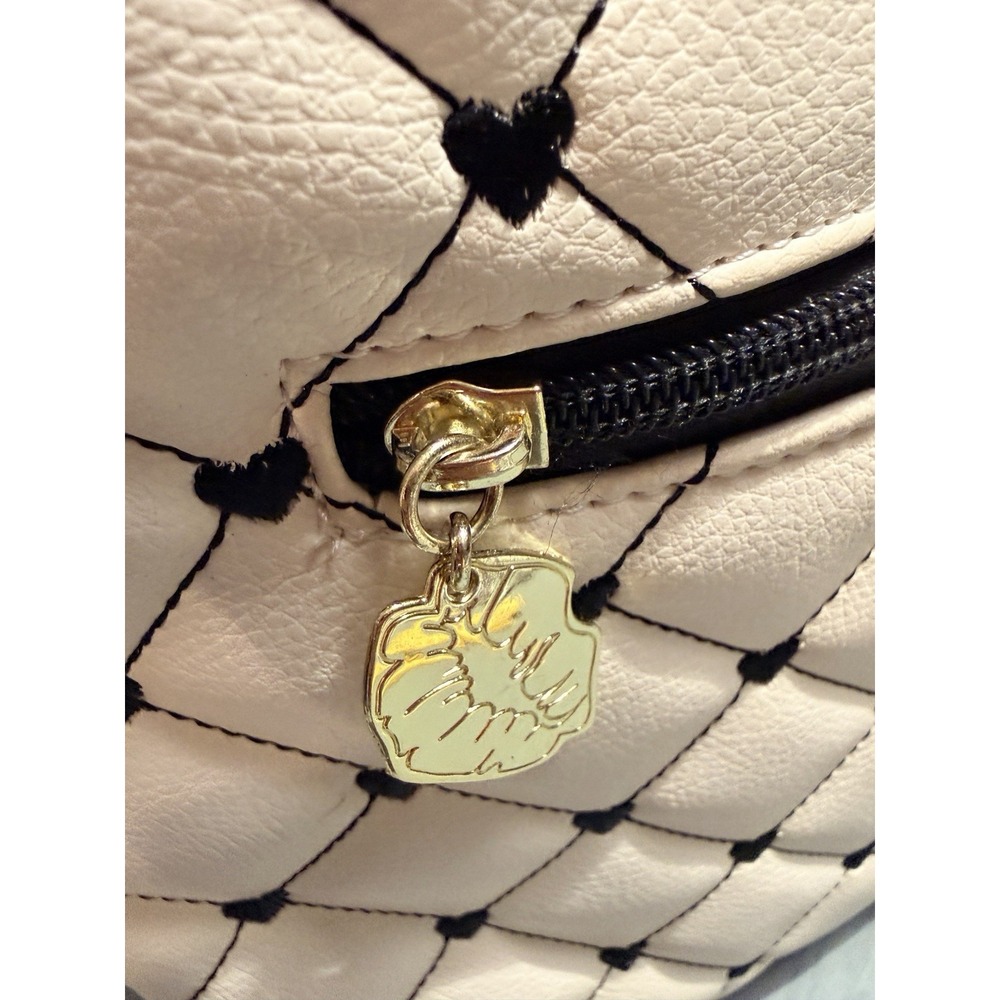 Betsey Johnson Backpack Purse White With Black Trim Gold Details - Picture 5 of 9